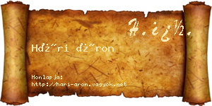 Hári Áron névjegykártya