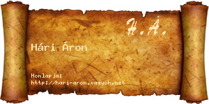 Hári Áron névjegykártya